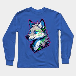 Cyberpunk Neon Furry Anthro Coyote Long Sleeve T-Shirt